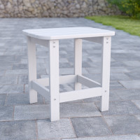 Flash Furniture JJ-T14001-WH-GG Charlestown All-Weather Poly Resin Wood Adirondack Side Table in White